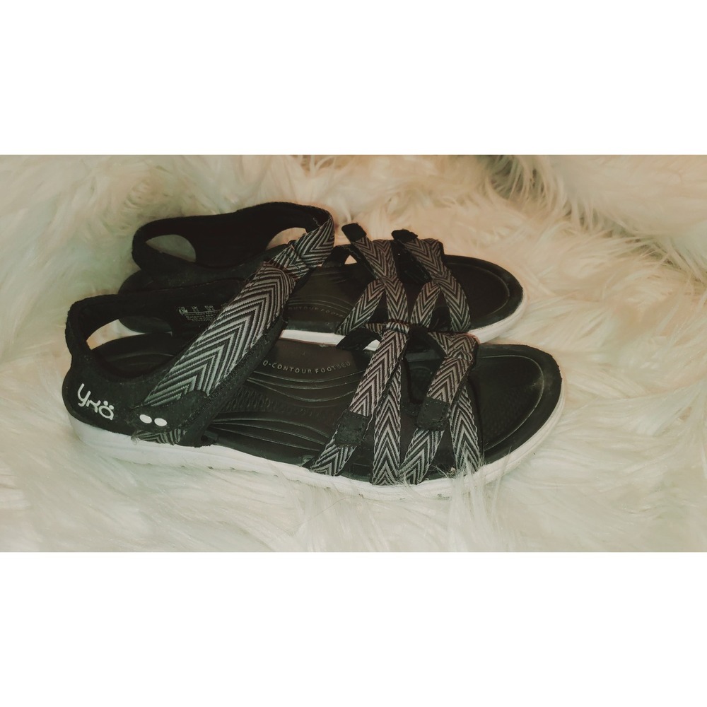 Ryka Savanna Womens Sport Sandals Black Grey Strappy Q-Contour Size 8.5M